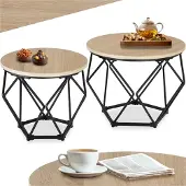 TecTake 2 tables basses Benham - Bois clair industriel, Chêne Sonoma