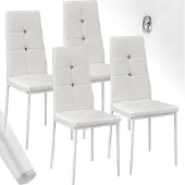 TecTake Lot de chaises avec strass - blanc, Lot de 4