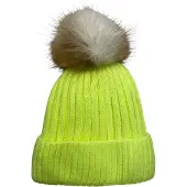 Kumixi Bonnet beige clair / marron / jaune fluo