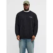 Jack & jones Plus Sweat-shirt 'JJEArchive' noir / blanc