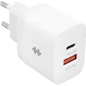 Targus Hyper HyperJuice Chargeur mural 2 ports (20W) – Charge rapide pour tout appareil USB-C – Prise murale US intégrée et pliable – Protection contre les surintensités et les surchauffes - Blanc