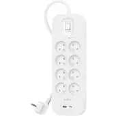Belkin Parafoudre 8 Prises 2 Mètres USB-C Blanc