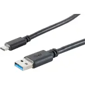 S-Conn Câble adaptateur USB-A vers USB-C, transfert de données et alimentation 5 Gbt/s, noir - Longueur : 3m