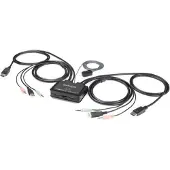 StarTech.com Commutateur KVM DisplayPort 4K à 60 Hz à 2 ports avec câbles intégrés de .com - 3840 x 2160 pixels - 4K Ultra HD - Noir