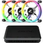 Zalman 120mm ZM-LF120 ARGB Triple Pack avec contrôleur (120 mm, 3x), Ventilateur PC, Noir