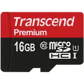 Transcend Carte mémoire flash - - 16 Go - microSDHC - UHS Class 1 - UHS Class 10 - Noir