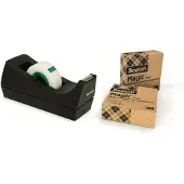 3M Dérouleur de table C38 noir + ruban adhésif Magic, fabriqué avec 66 % de colle végétale, 19 mm x 33 m, 3 rouleaux inclus