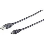 Microconnect USBAMB82, 1.8 m, USB A, Mini-USB B, USB 2.0, Mâle/Mâle, Noir