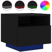 vidaXL Table de chevet avec lumières LED noir 40x39x37 cm