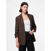 Pieces Blazer 'PCBOSELLA' brun foncé / blanc