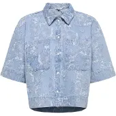 ONLY Chemisier 'ONLCleo-Aude' bleu denim / blanc