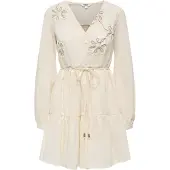 ONLY Robe-chemise 'ONLEnore' moka / blanc cassé