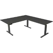 Kerkmann Move 3 elegant höhenverstellbarer Schreibtisch anthrazit rechteckig T-Fuss-Gestell grau 200