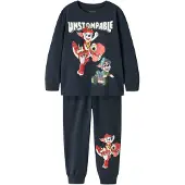 Name it Pyjama 'NMMJALMER PAW' bleu foncé / gris / rouge clair / blanc