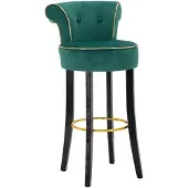 Mauro Ferretti Tabouret De Bar Luxy Cream - Tabouret En Velours Synthétique Avec Dossier Et Structure En Métal Et Bois, 46 X 48 X 96 Cm - Style Glamour - Parent 940