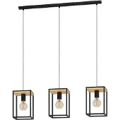 Eglo Suspension 3 flammes HxL 110x88 cm noir/brun