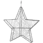 Beliani Outdoor LED lumières de Noël argent métal 58 cm forme d'étoile avec prise de courant à suspendre pour l'intérieur et l'extérieur Décoration de l'Avent