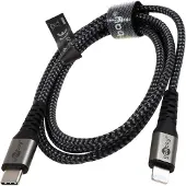 Goobay 49271 Câble de charge et de synchronisation Lightning USB-C entièrement métallique Câble de charge et de synchronisation MFi élégant et extra-robuste pour Apple iPhone/iPad (noir, gris)