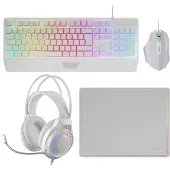 Mars Gaming Clavier gaming MCP124PRO, filaire, USB, touches membrane, AZERTY, éclairage RGB-LED, blanc