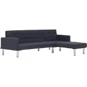 vidaXL Canapé-lit en L Gris foncé Polyester