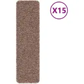 vidaXL Tapis Antidérapants pour Escaliers 15 pcs Marron 75 x 20 cm PP