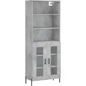 vidaXL Highboard gris béton 69,5x34x180 cm Bois composite