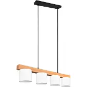 Reality Lampe suspendue Cameron 4 lumières blanc avec bois marron