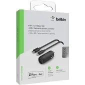 Belkin Chargeur de Voiture avec Câble Lightning 1,2 m 18 W Power Delivery 3.0 Noir