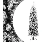 vidaXL Sapin de Noël artificiel mince flocon de neige vert 150 cm PVC