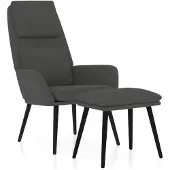 vidaXL Fauteuil relax avec pouf Tissu gris foncé