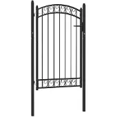 vidaXL Portail de clôture avec dessus arqué Acier 100x150 cm Noir
