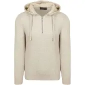 Marc O'Polo Pull à Capuche Demi-Zip Structuré Bicolore Écru