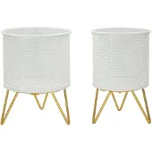 Mauro Ferretti Lot De 2 Cache-Pot En Métal Blanc À¿ 16x20-13x20 Cm
