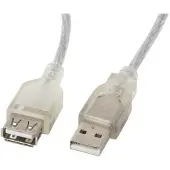Lanberg Câble d'extension USB 2.0 AM-AF 5 m Ferrite Transparent