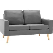 vidaXL Canapé à 2 places Gris clair Tissu
