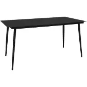vidaXL Table de jardin noire 150x80x74 cm acier et verre