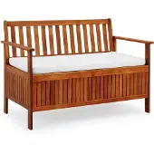 Casaria Banc de jardin en acacia 120x62x84cm Espace de rangement