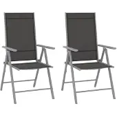 vidaXL Chaises de jardin pliantes 2 pcs. Textilène noir