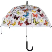 Esschert Design Parapluie transparent à ouverture automatique 'Papillons