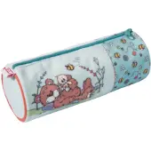 Nici Trousse Classic Bear, ronde, trousse à crayons, école, peluche, polyester, multicolore, 20x8x8 cm, 44487