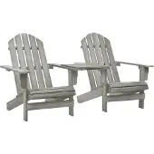 vidaXL Chaises de jardin Adirondack avec table en bois massif de sapin gris