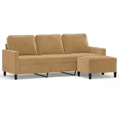 vidaXL Canapé à 3 places avec repose-pieds Marron 180 cm Velours