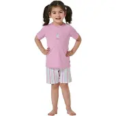 Schiesser Pyjama 'Girls World' beige / bleu clair / rose clair / blanc