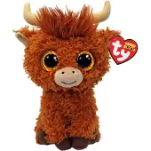 TY Beanie Boo Alfie Highland Cow Brown 15cm (15 cm)