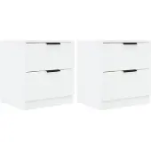 vidaXL Tables de chevet 2 pcs Blanc Bois d'ingénierie