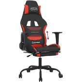 vidaXL Chaise de jeu avec repose-pieds Noir et rouge Tissu