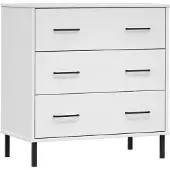 vidaXL Sideboard OSLO avec 3 tiroirs blanc 77x40x79,5 cm bois massif