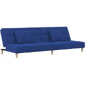 vidaXL Canapé-lit à 2 places avec deux oreillers bleu tissu