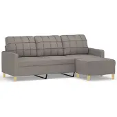 vidaXL Canapé 3 places avec pouf Taupe 180 cm Tissu