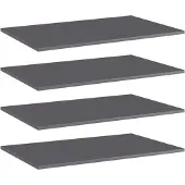 vidaXL Panneaux bibliothèque 4 pcs Gris brillant 80x50x1,5cm Aggloméré